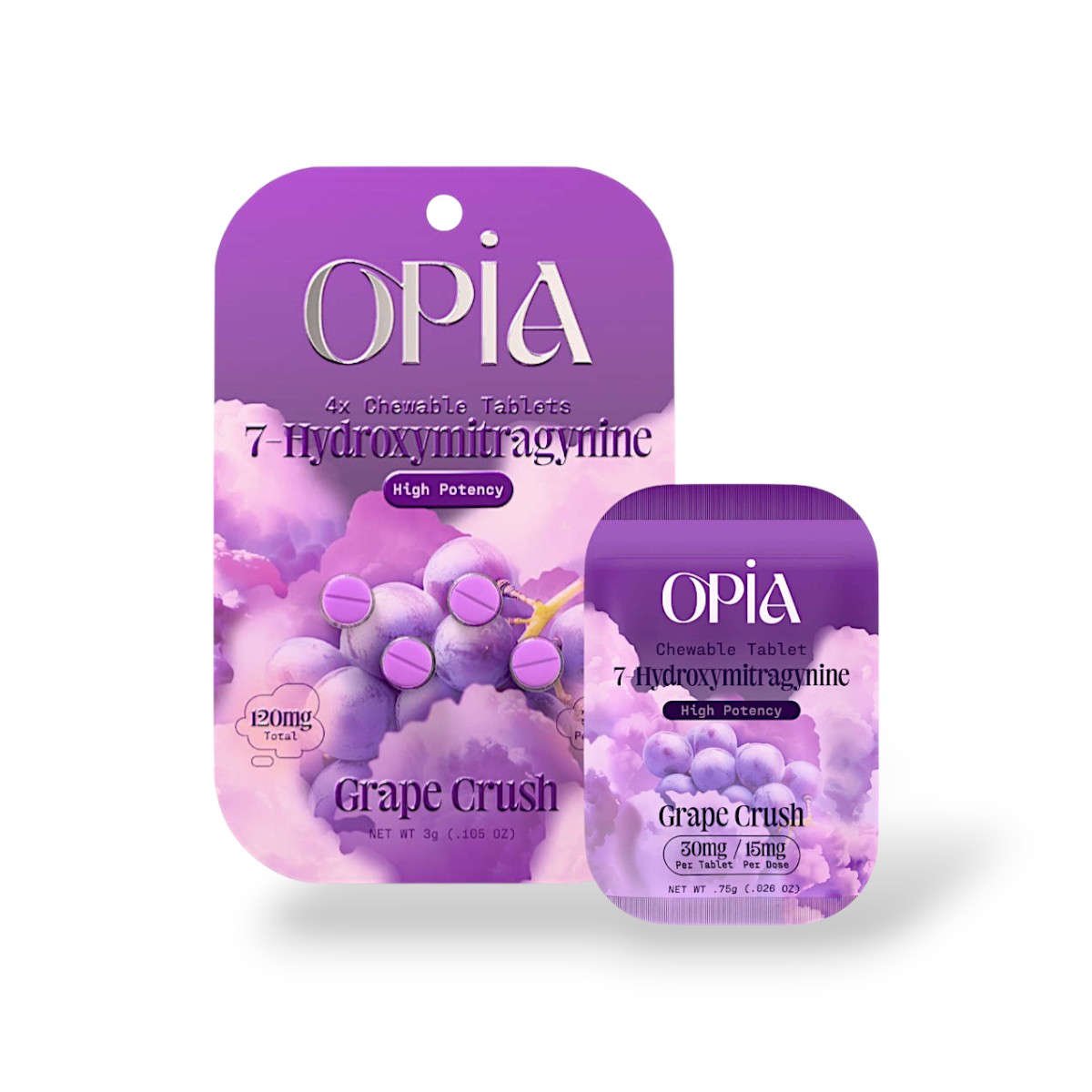 Opia 7-Hydroxy High Potency Chewable Tablets Grape Crush 30mg Per Tablet