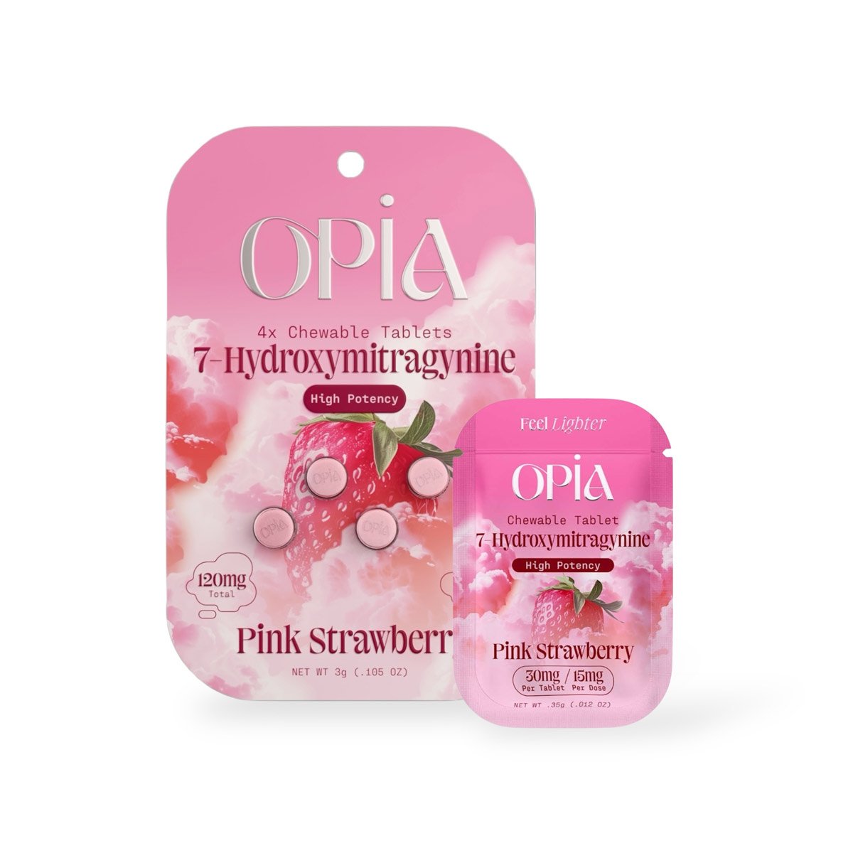 Opia 7-Hydroxymitragynine Chewable Tablets Pink Strawberry 30mg Per Tablet