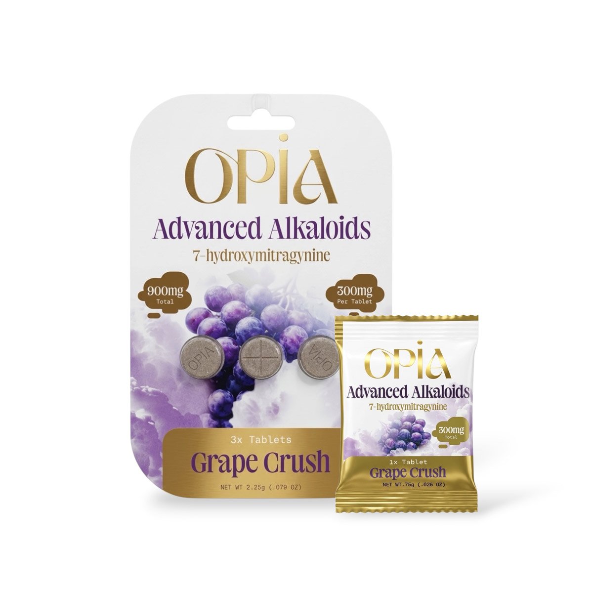 Opia Advanced Alkaloids 7-Hydroxymitragynine Grape Crush Chewable Tablets 300mg